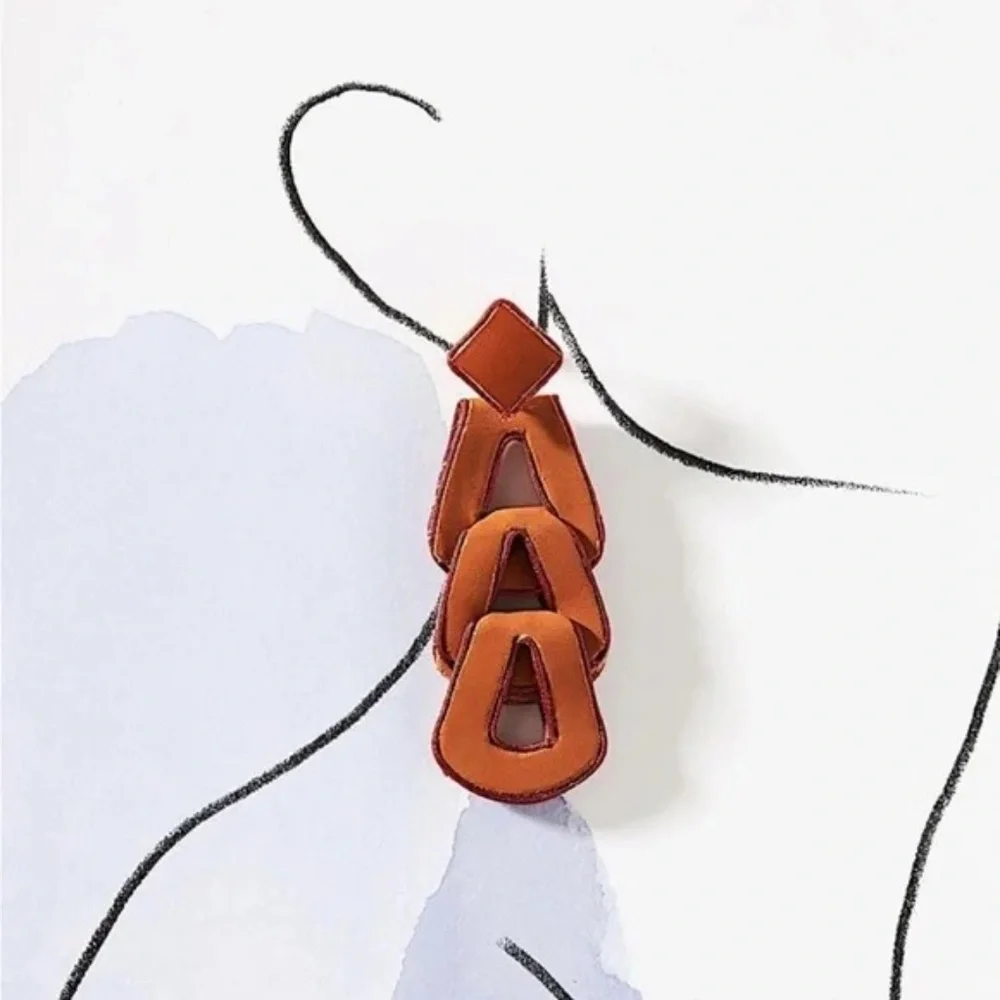 Anthropologie Leather Loop Drop Earrings New